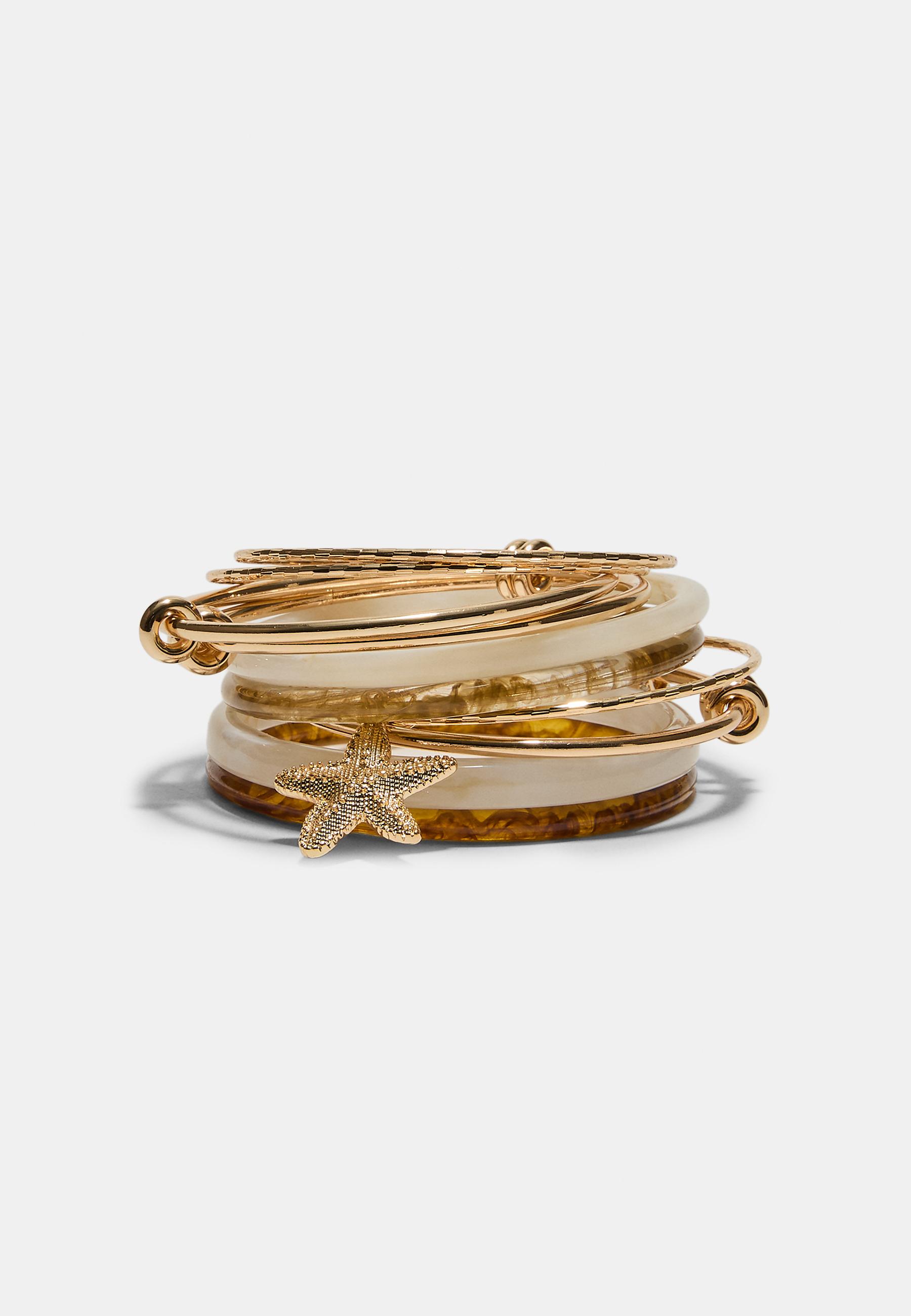 Set of 10 sea charm bracelets — Gold