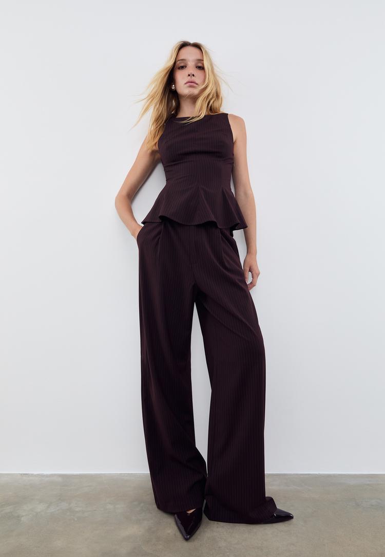 pantalon vestir wide leg rayas