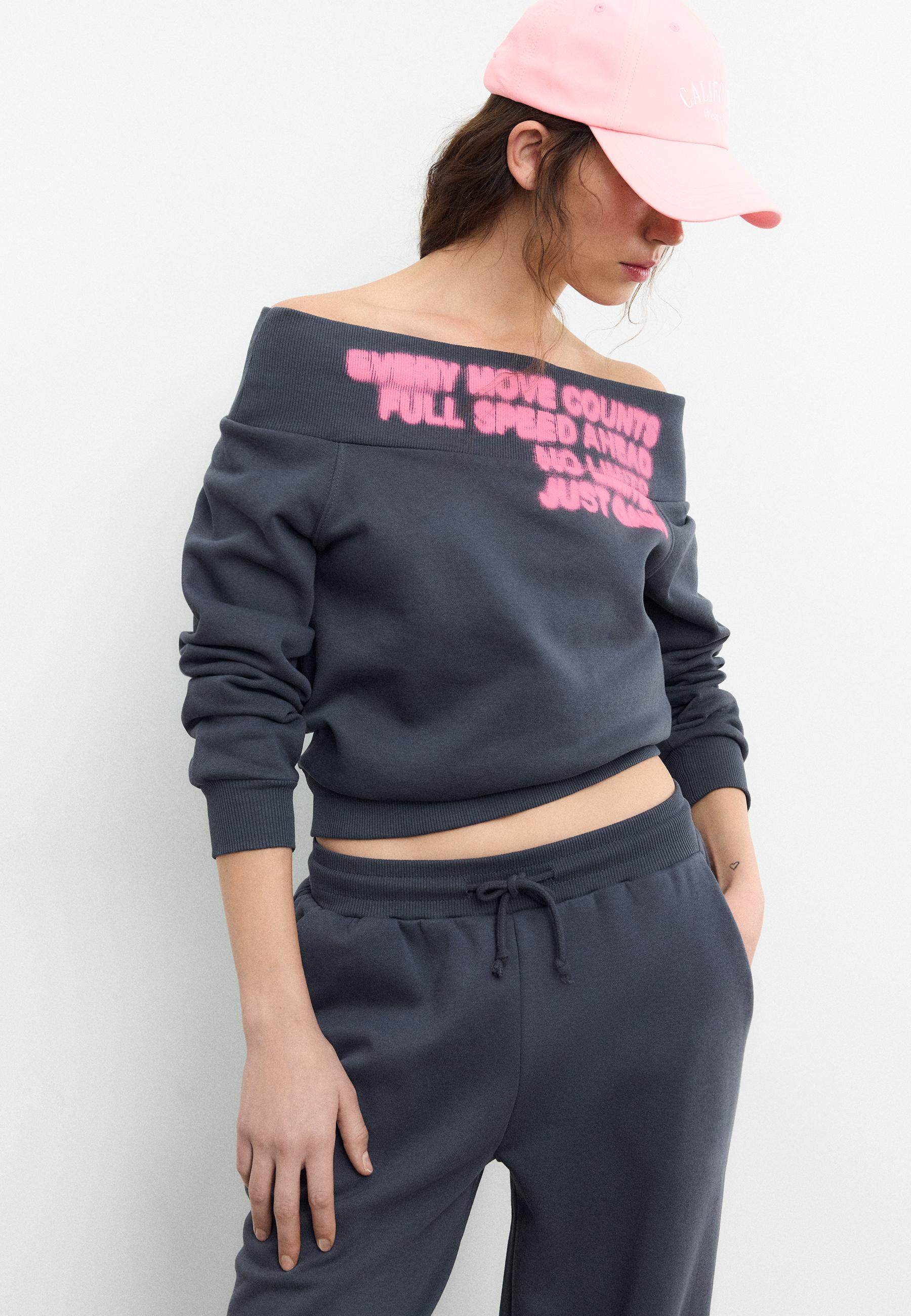 Oversize boat neck sweatshirt — Dark grey