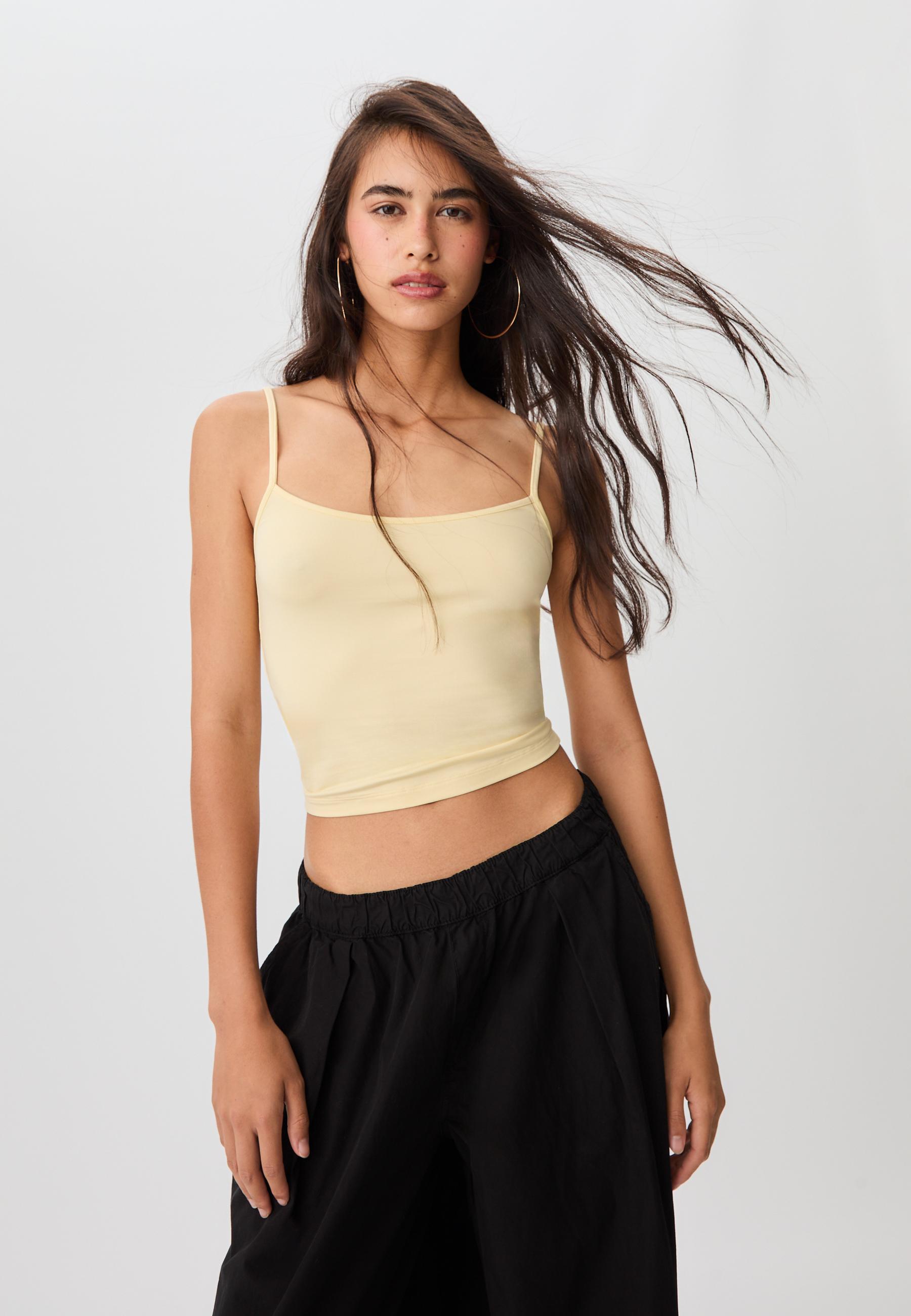 Strappy polyamide top — Pastel yellow