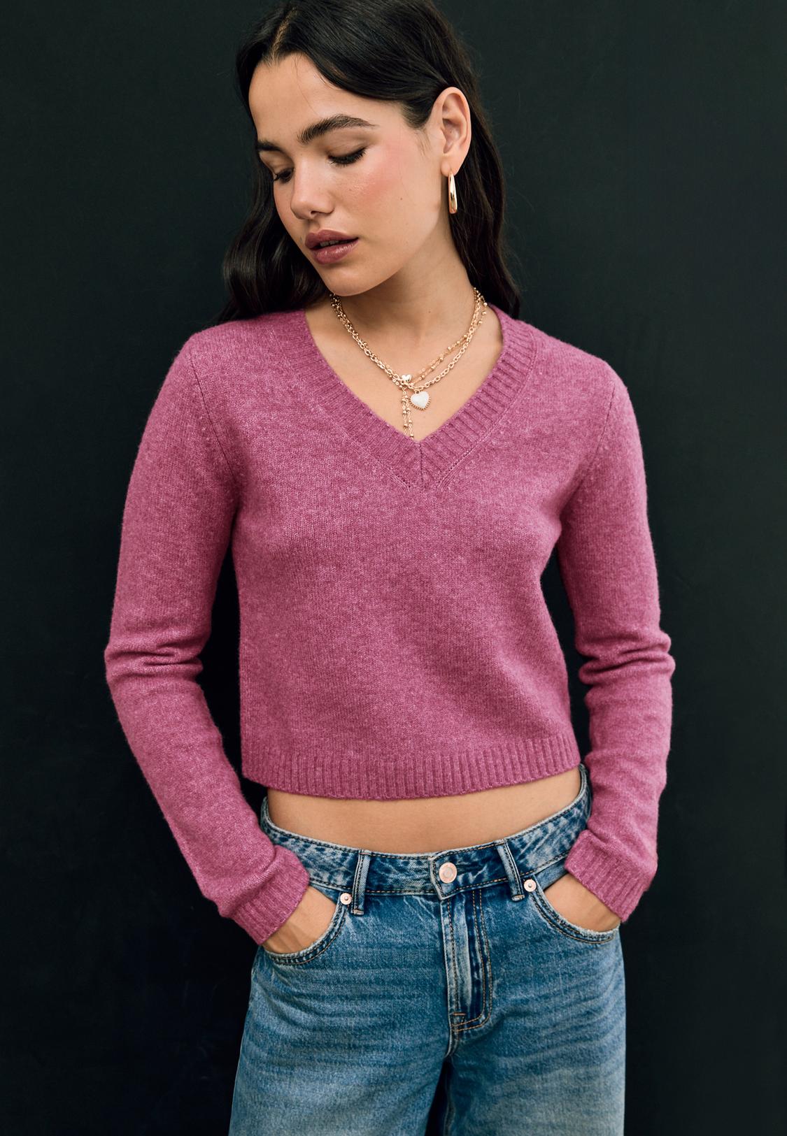 Maglia corta in maglia morbida al tatto Moda da donna