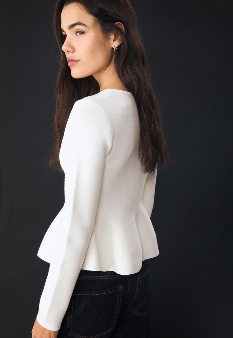 chaqueta peplum punto botones