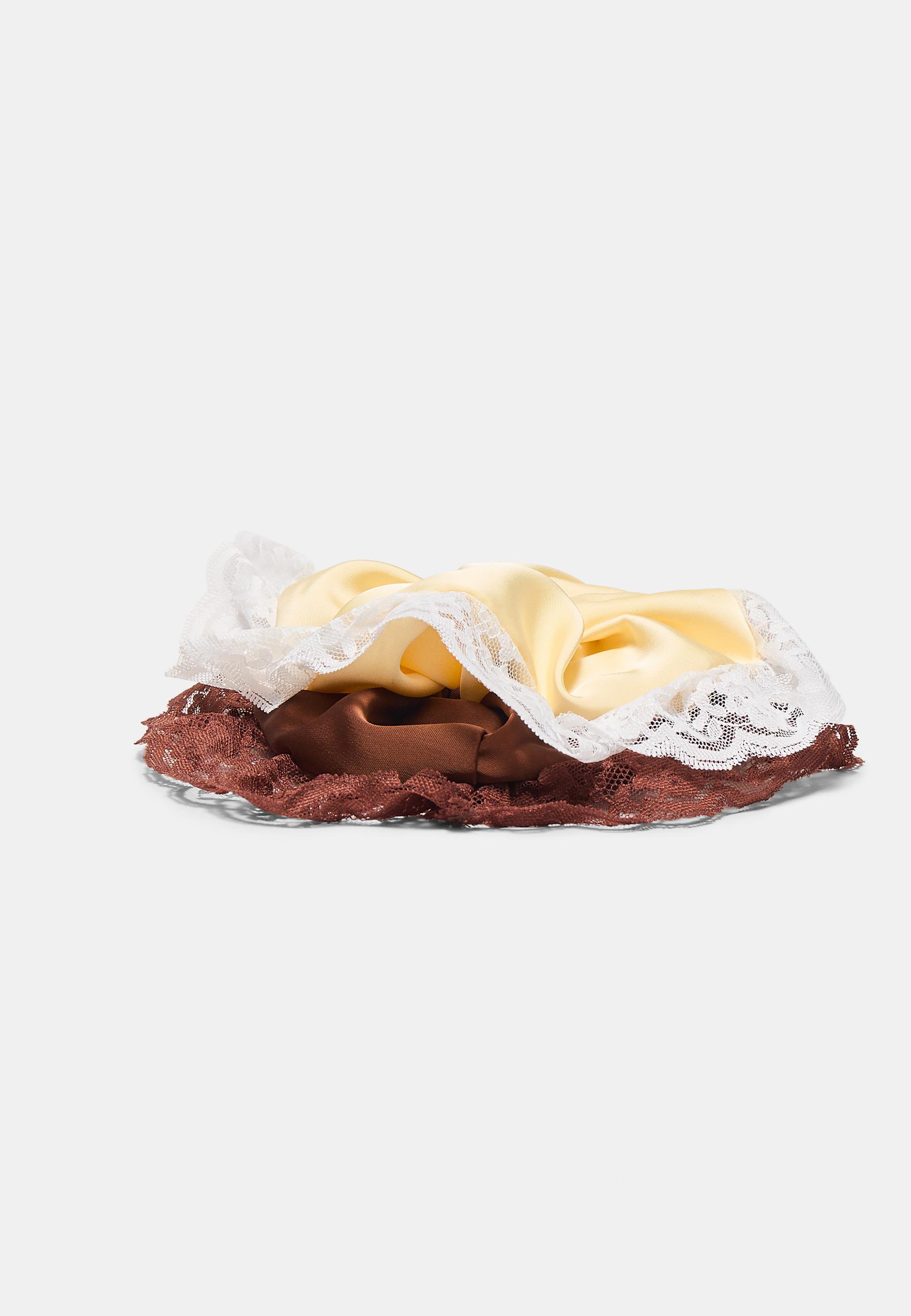 Set of 2 lace scrunchies — Brown