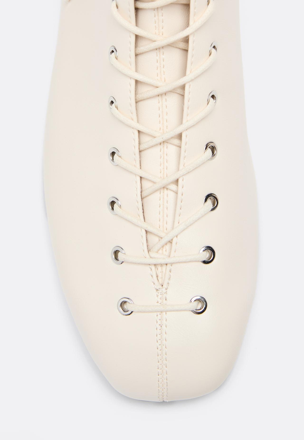 Flat lace-up ankle boots — ECRU