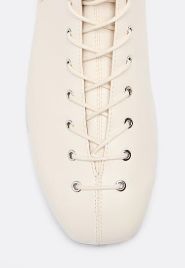 Flat lace-up ankle boots — ECRU 5