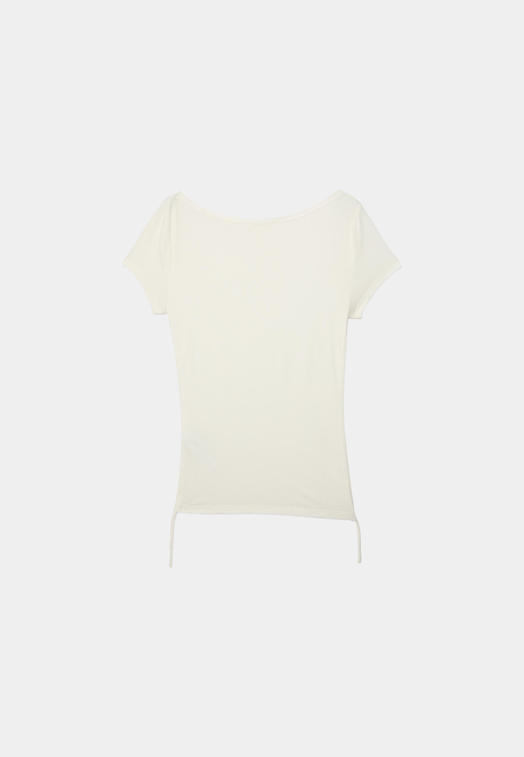 Short sleeve T-shirt with side ruching — White