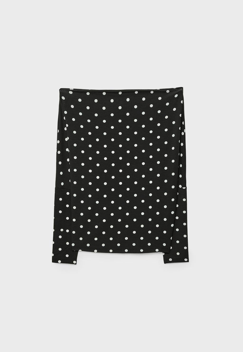 Asymmetric modal polka dot T-shirt