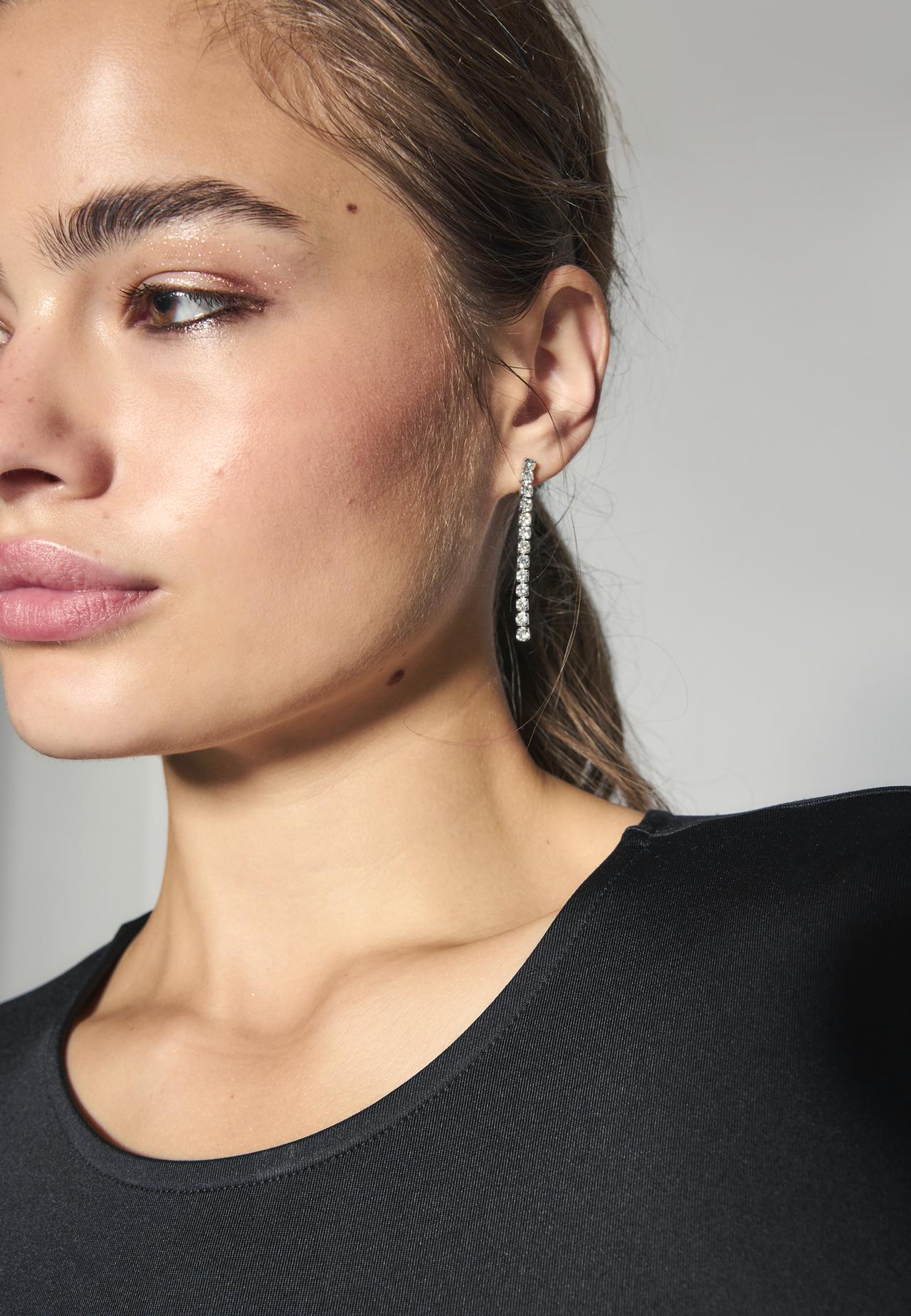 Set of 9 floral rhinestone earrings — Grey