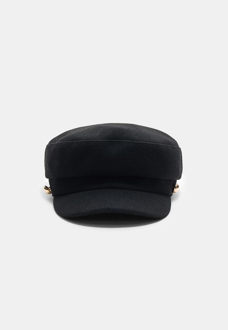 Stradivarius Čiapka S Vybíjaním Black Os