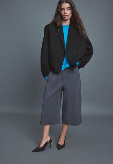 Shawl neck balloon trench coat — Black 2