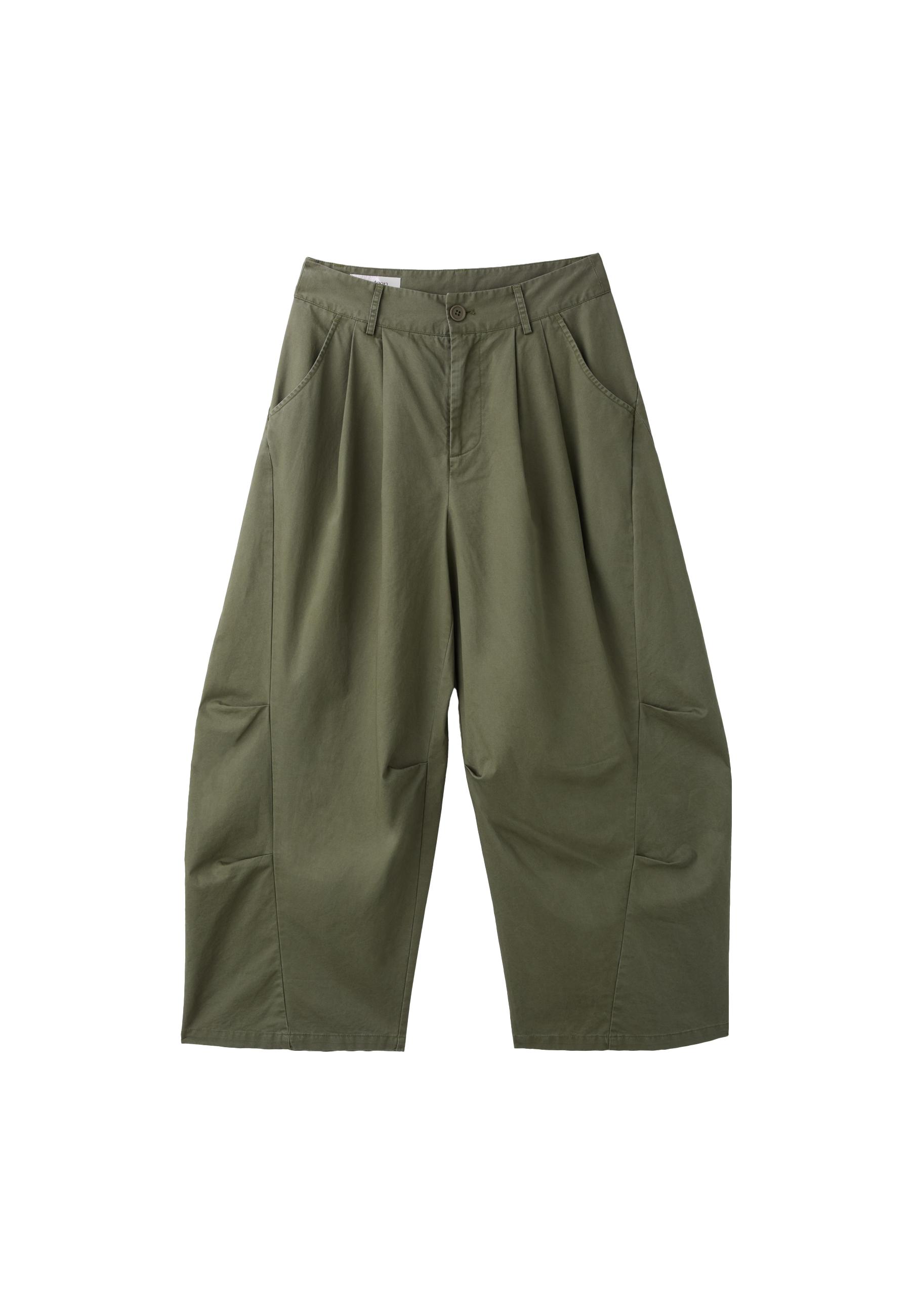 100% Cotton barrel trousers — Khaki