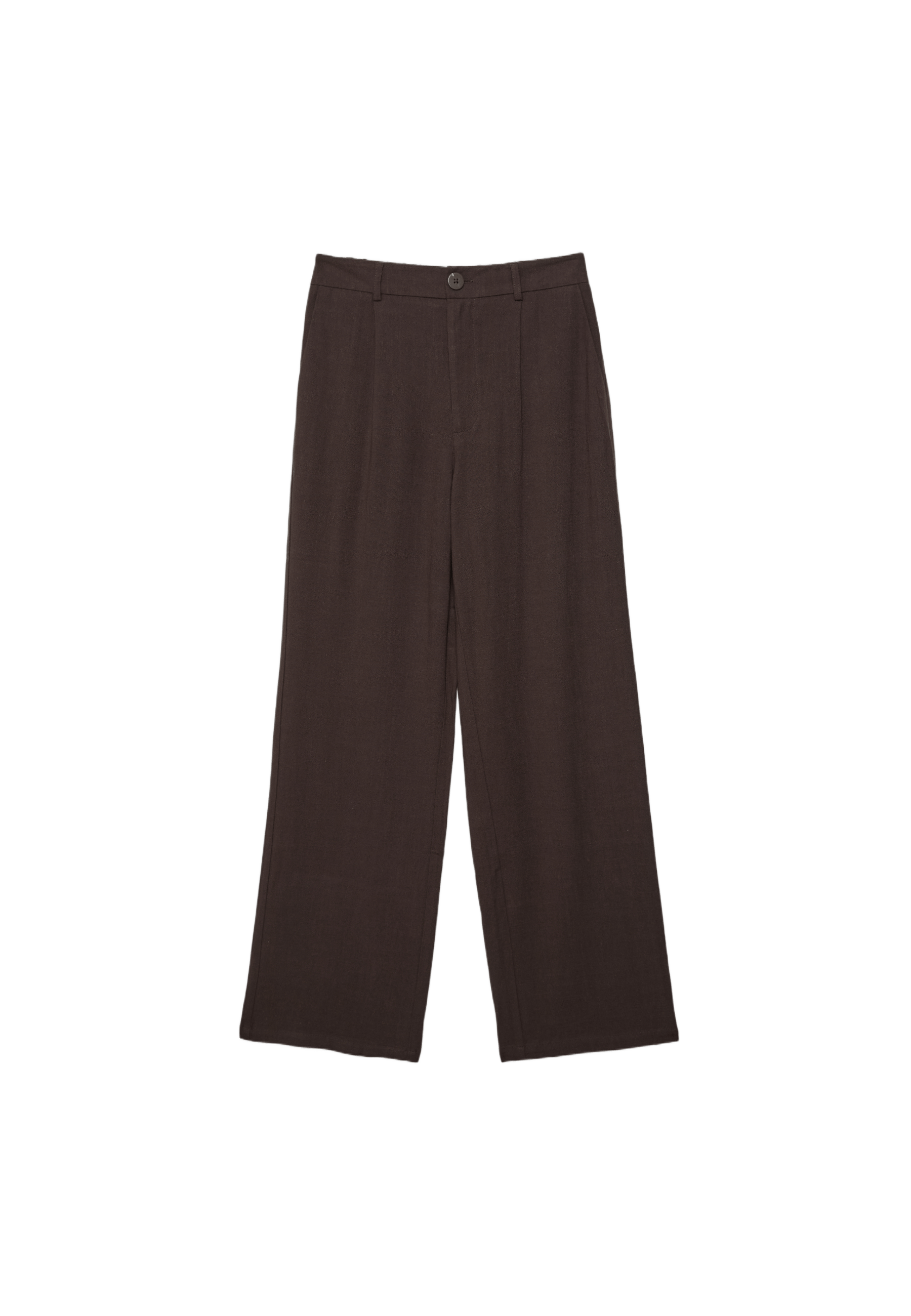 Straight-leg linen-effect trousers — Brown
