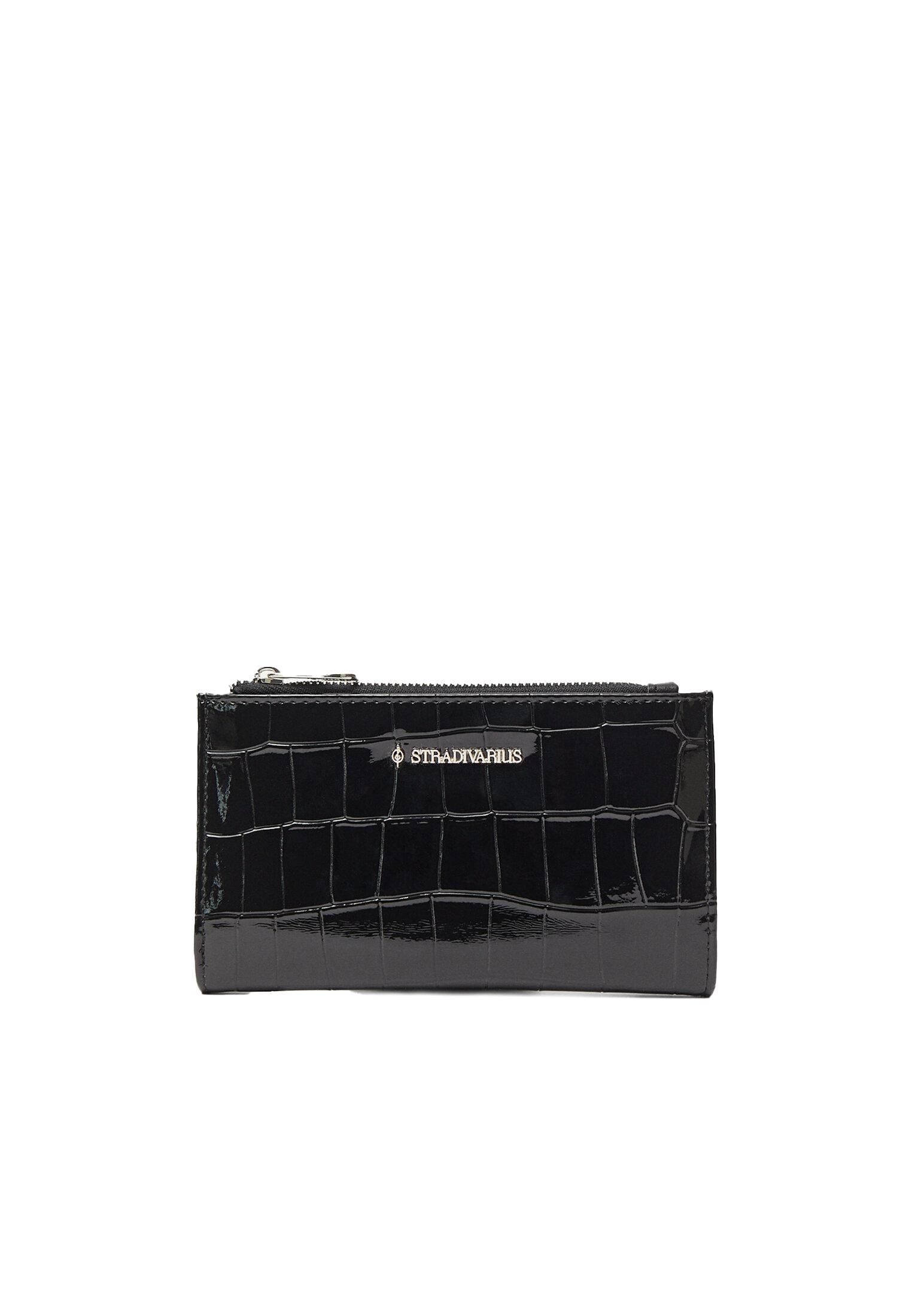 Basic mock croc purse — Black