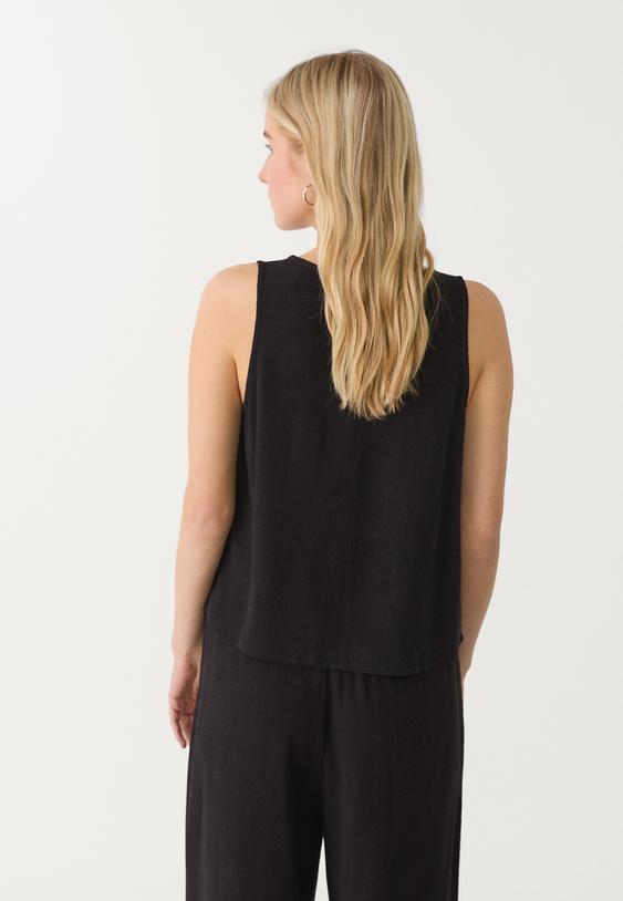 flowing linen blend racerback top