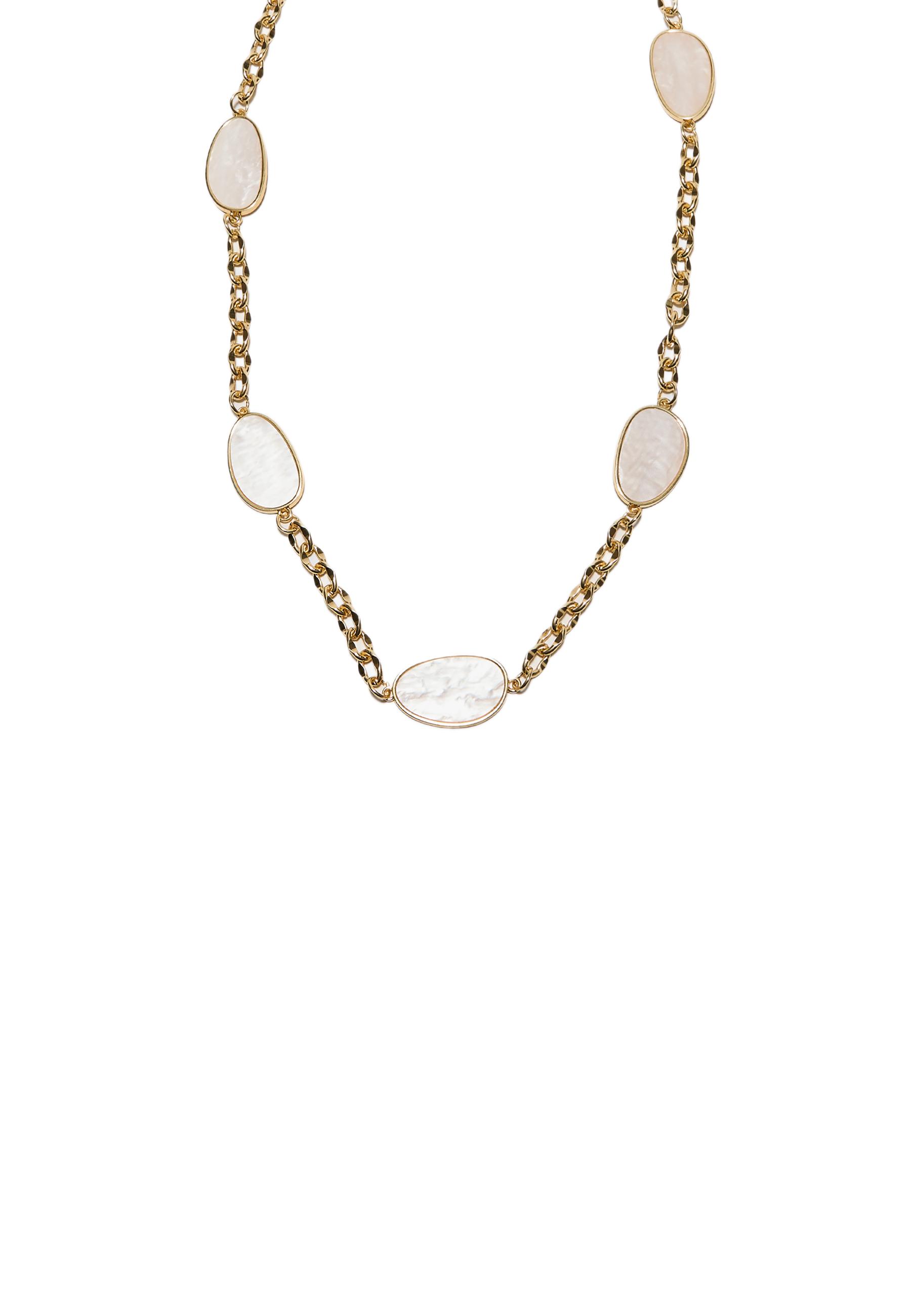 Metal belt with coloured stones and chain — Ecru