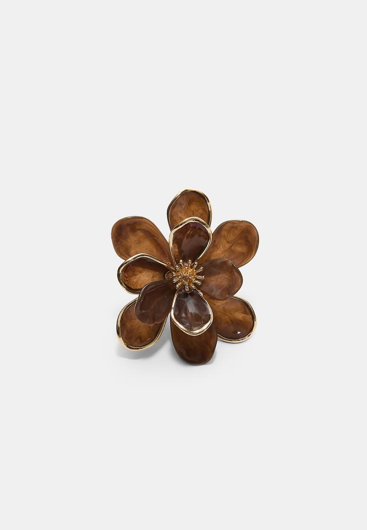 Stradivarius Prsteň Kvet Brown Os