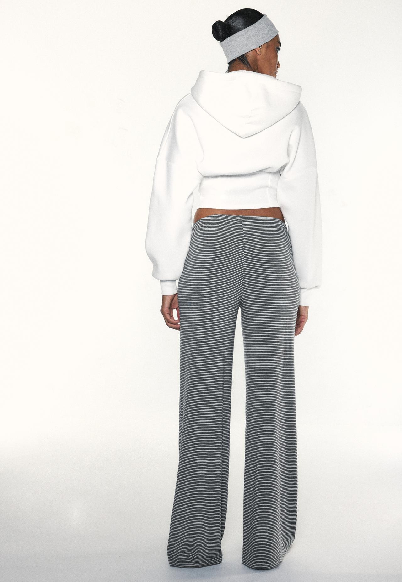 Striped slim-waist jogger trousers — Grey melange