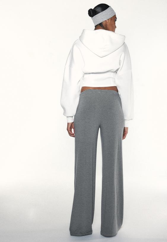 Stradivarius Striped Slim-Waist Joggers Grey Melange S