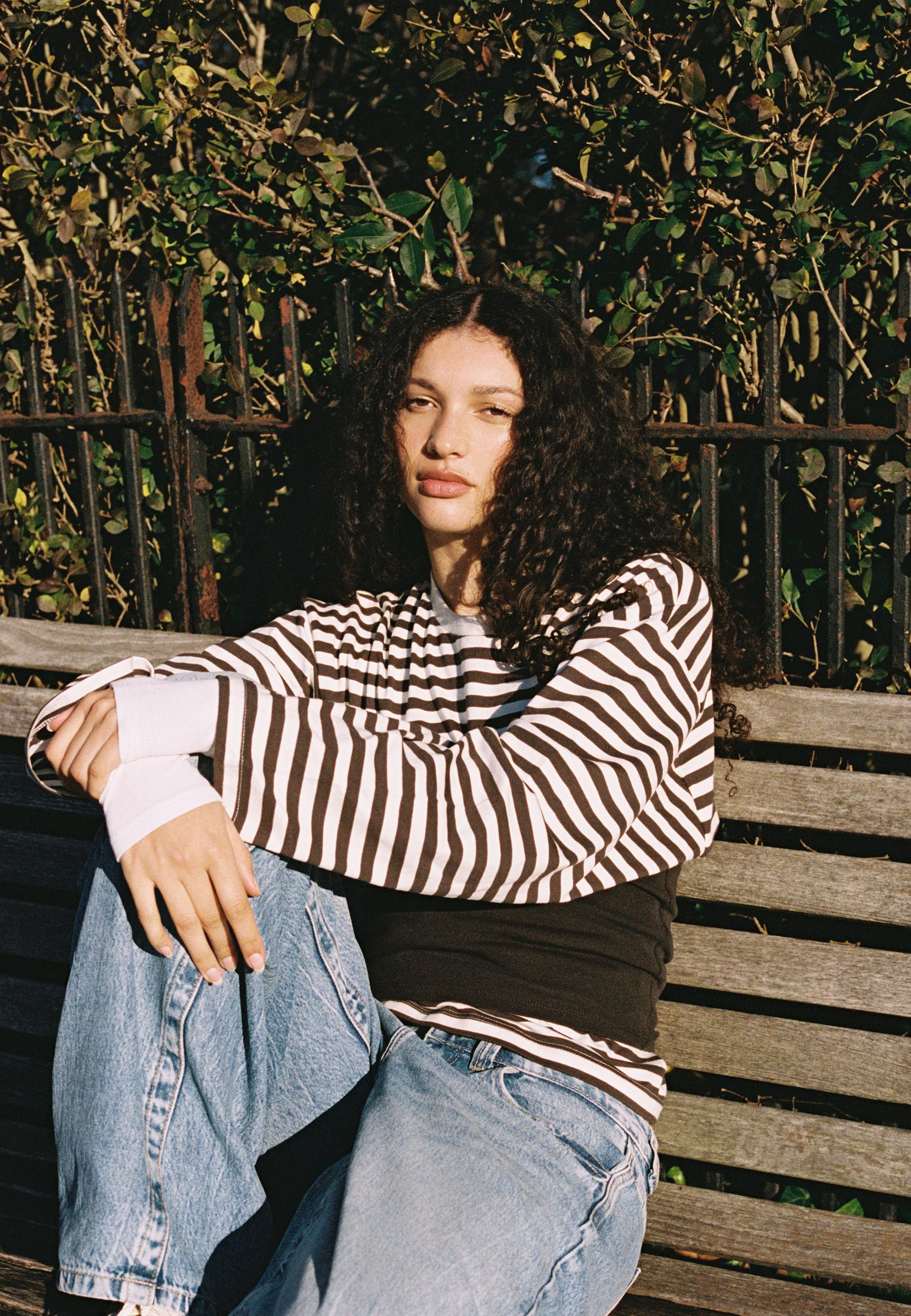 Striped long sleeve T-shirt — Ecru