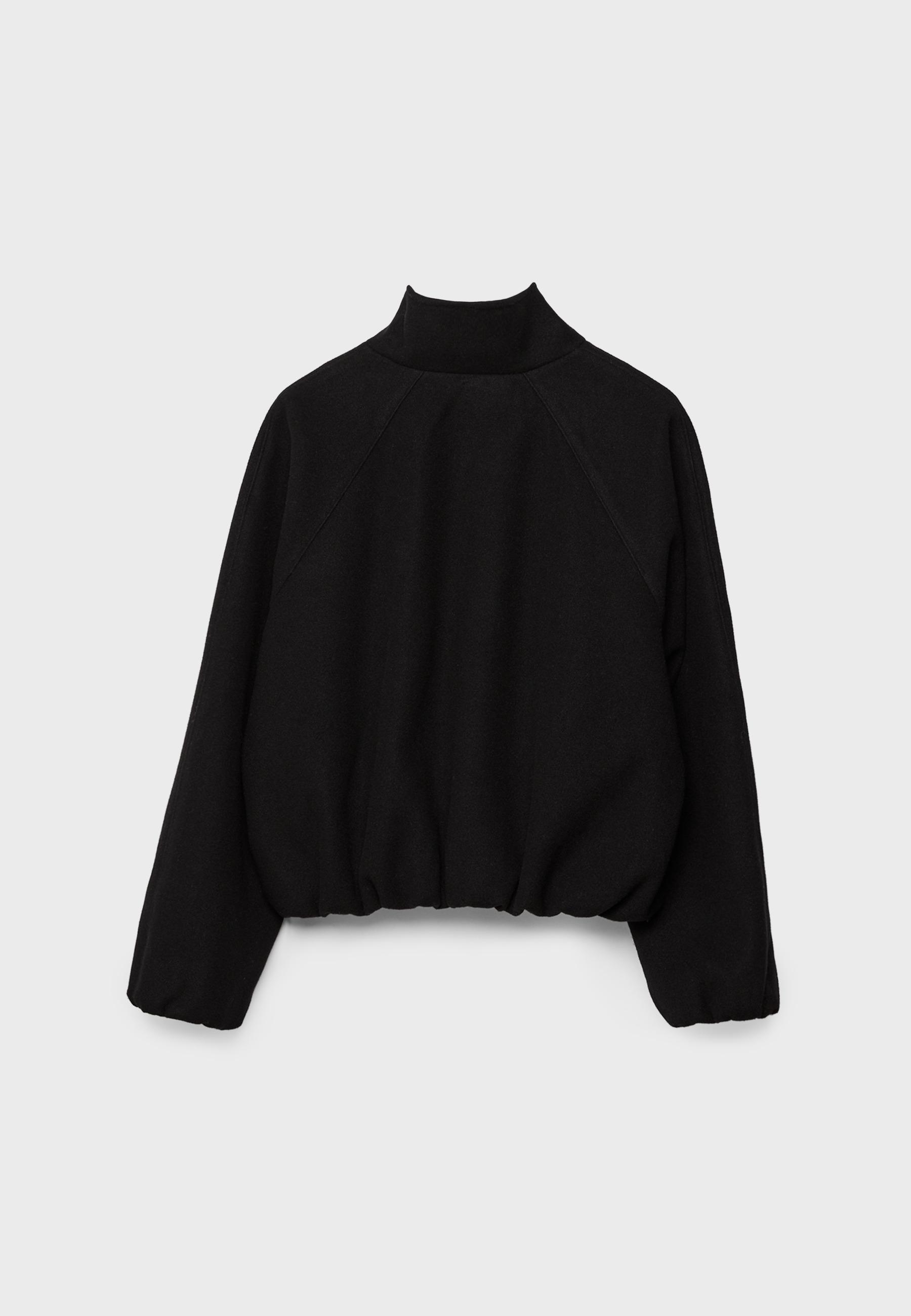 Soft-touch balloon bomber jacket — Black