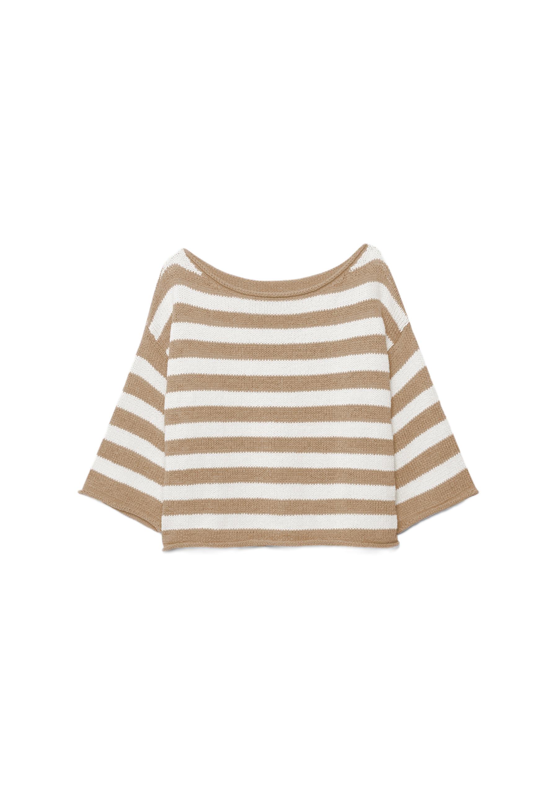 Boat neck knit sweater — Vanilla