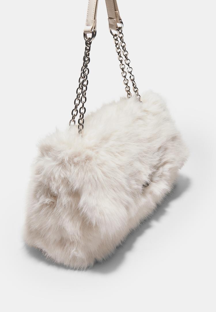bolso bandolera rectangular efecto pelo