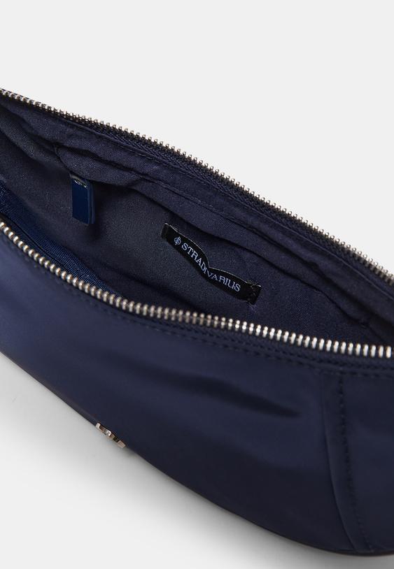 Stradivarius Nylon Moon Crossbody Bag Navy Blue Os