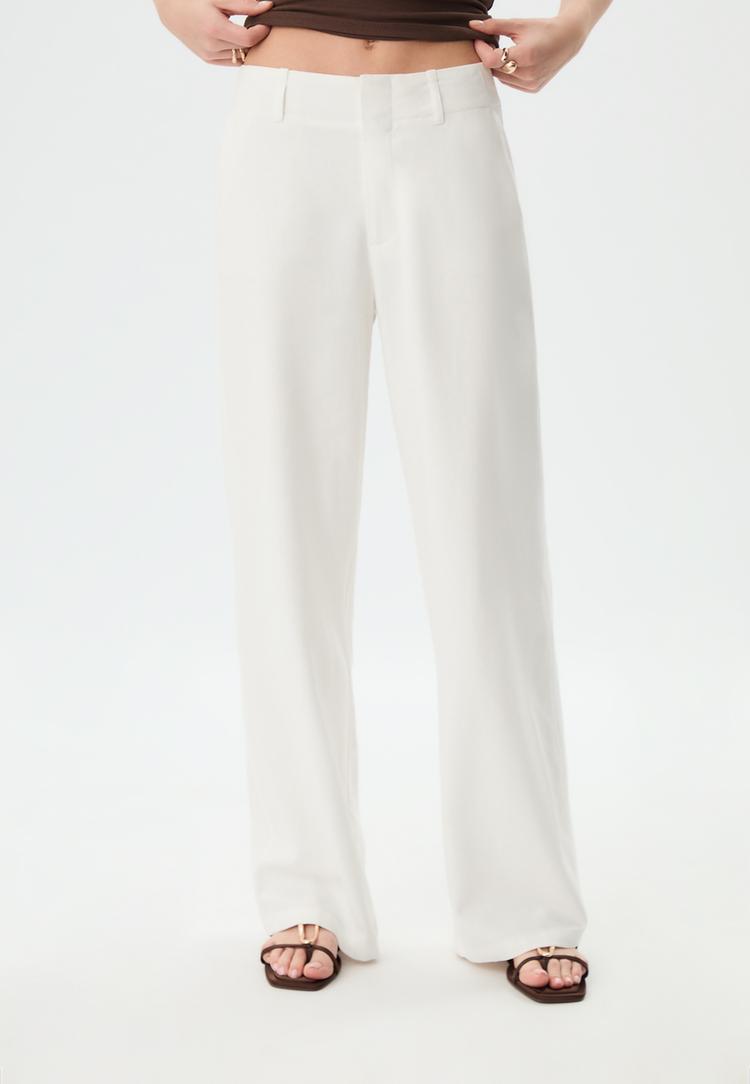 pantalon recto fluido con lino