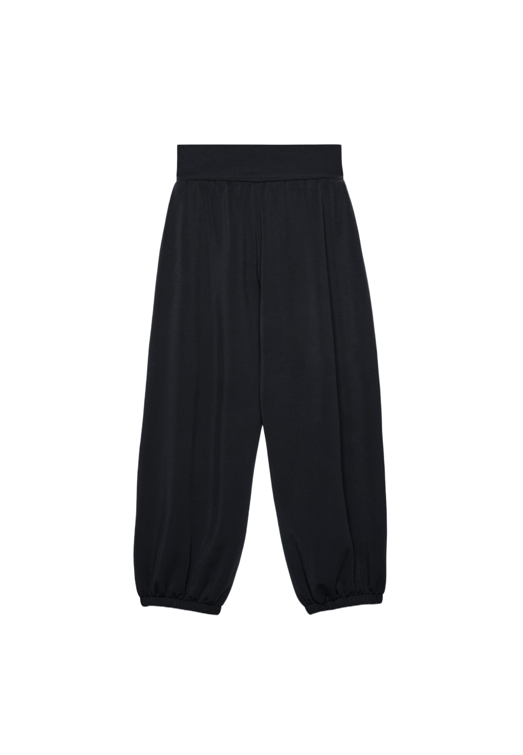 Soft-touch balloon jogger trousers with turn-up waist — Black