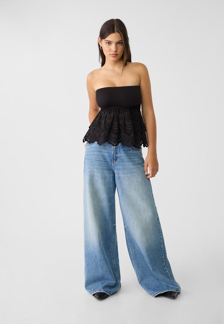 top bandeau bordado