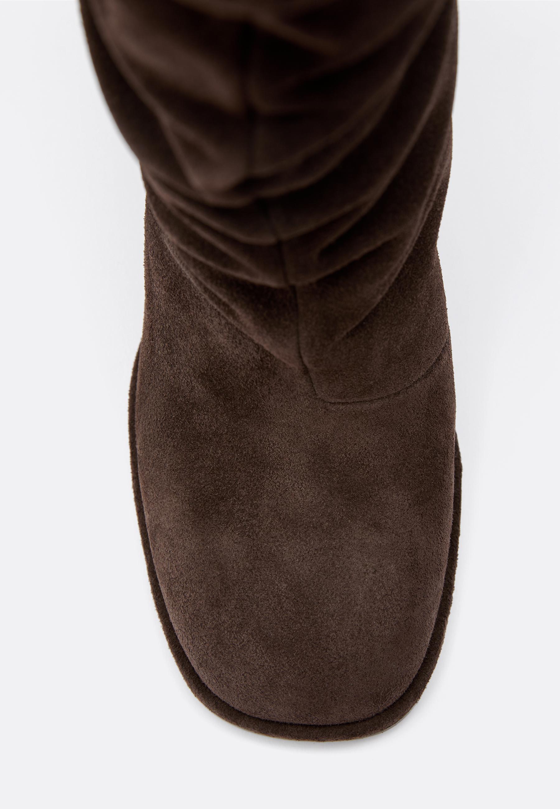 Slouchy leather heeled boots — BROWN