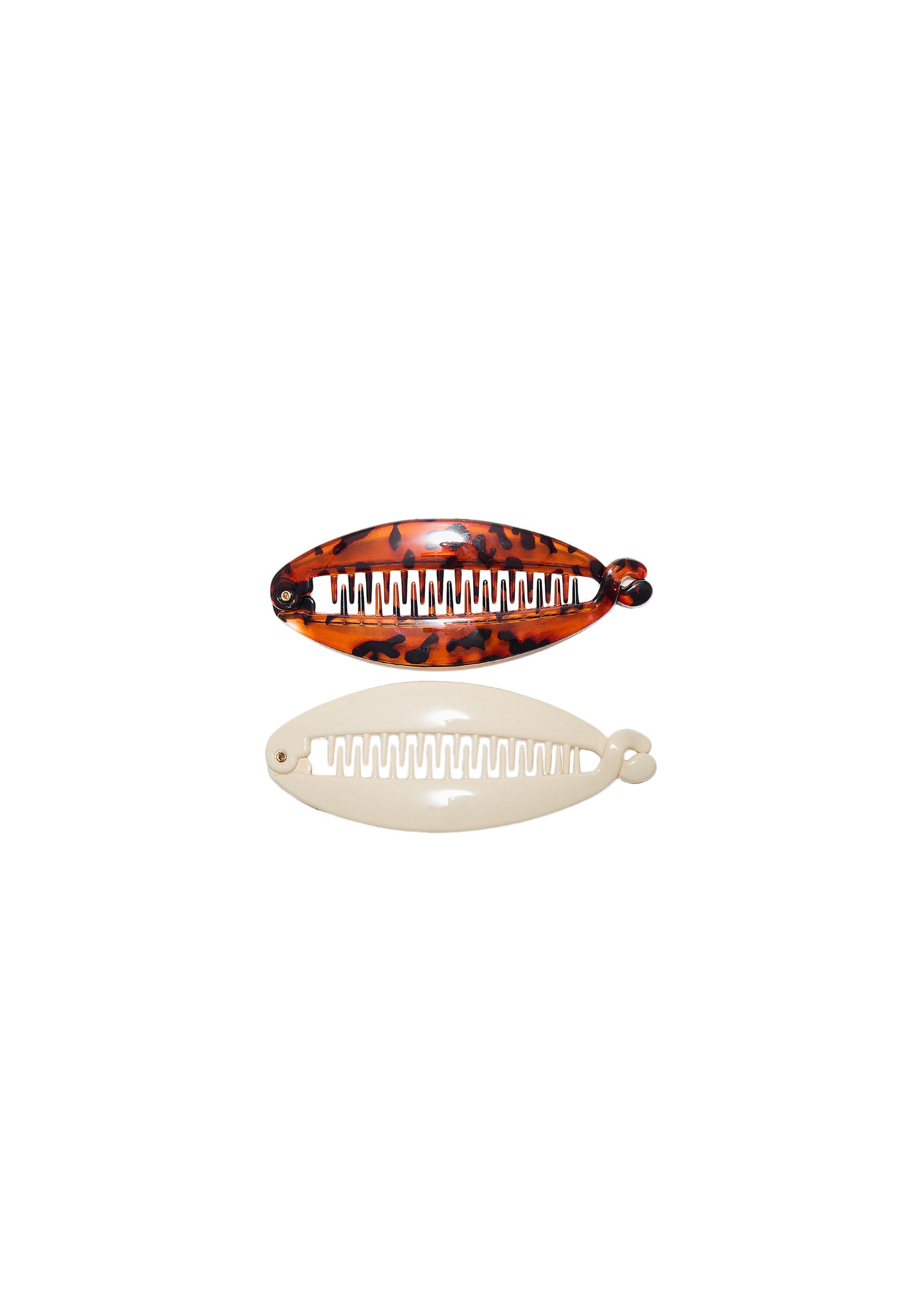 Set of 2 banana hair clips — Ecru