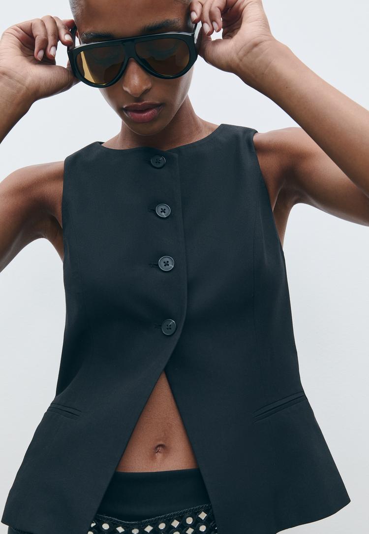 veste sans manches regular boutons