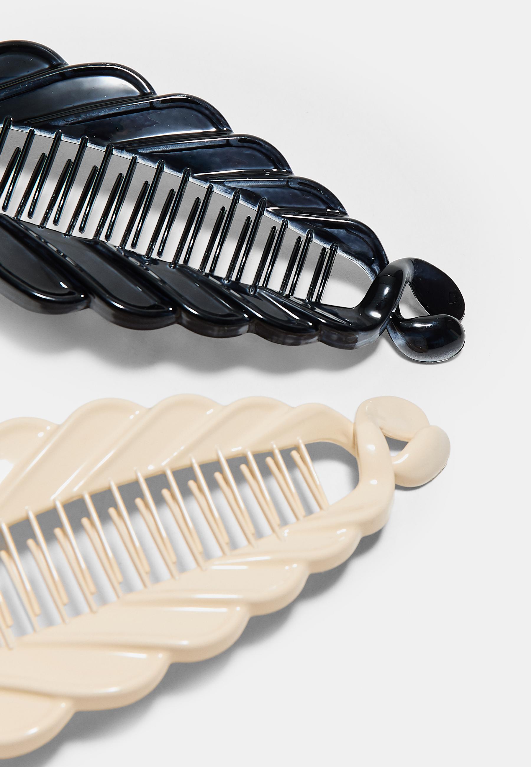 Set of 2 wavy banana hair clips — Black