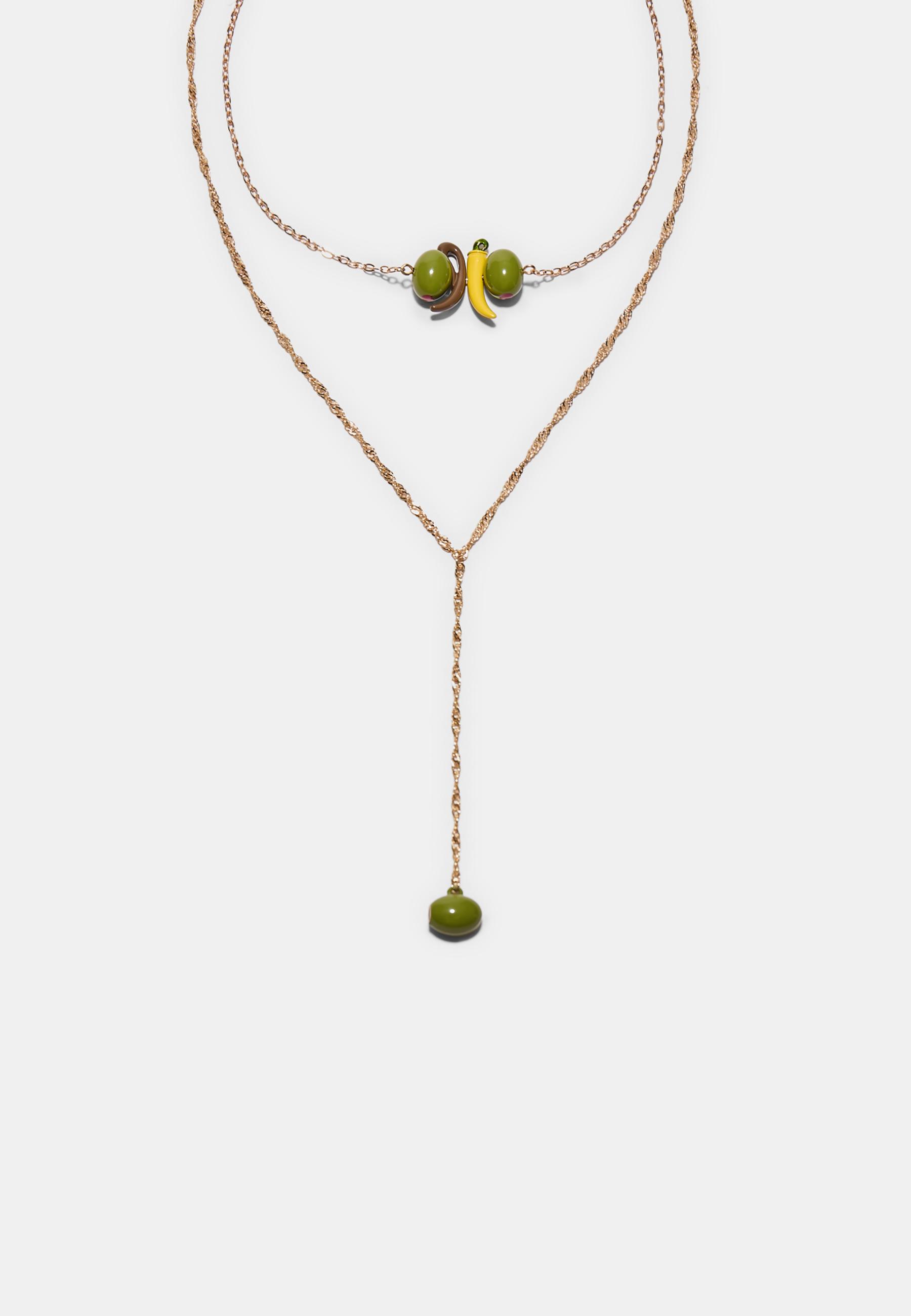 SET OF 2 OLIVE NECKLACES — Gold