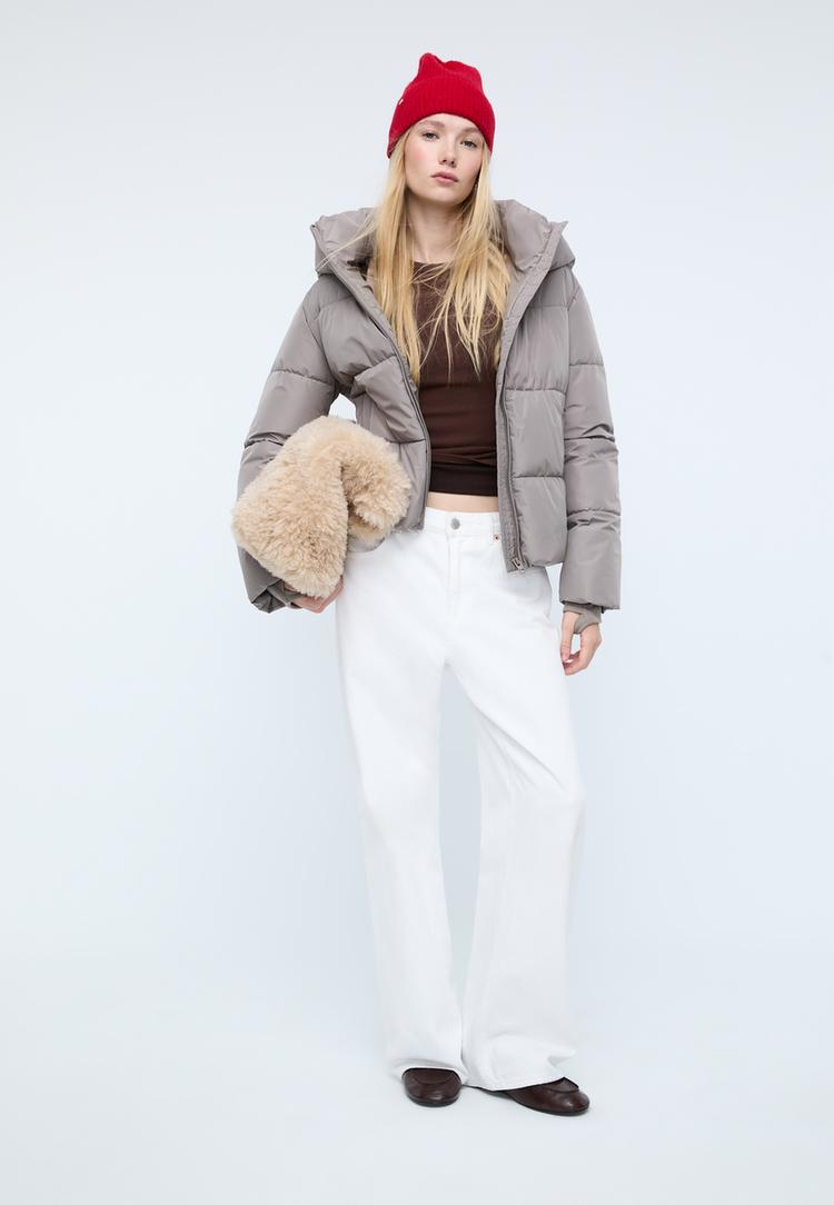 gewatteerde basisjas met capuchon