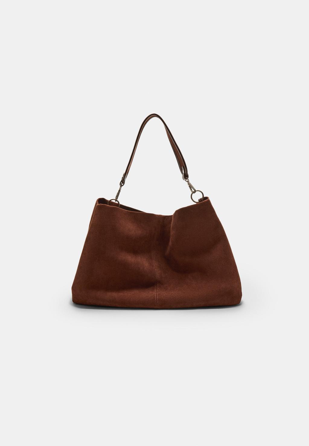 Faux suede shoulder bag