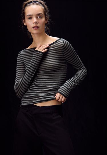 Basic wool and silk boat neck jumper — Dark grey 1