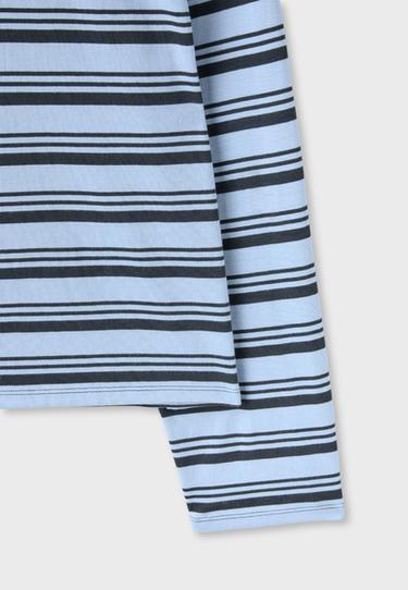 Striped long sleeve T-shirt — Sky blue 9