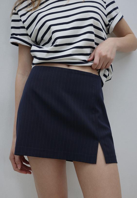 Stradivarius Skort With Side Split Navy Blue M