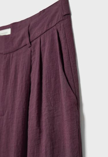 Adjustable rustic wide-leg button trousers — Purple 8