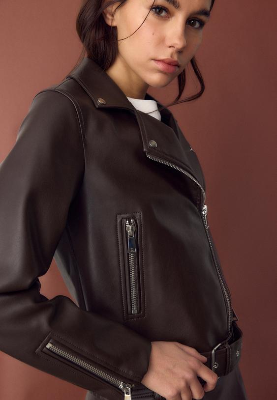 cazadora biker efecto piel