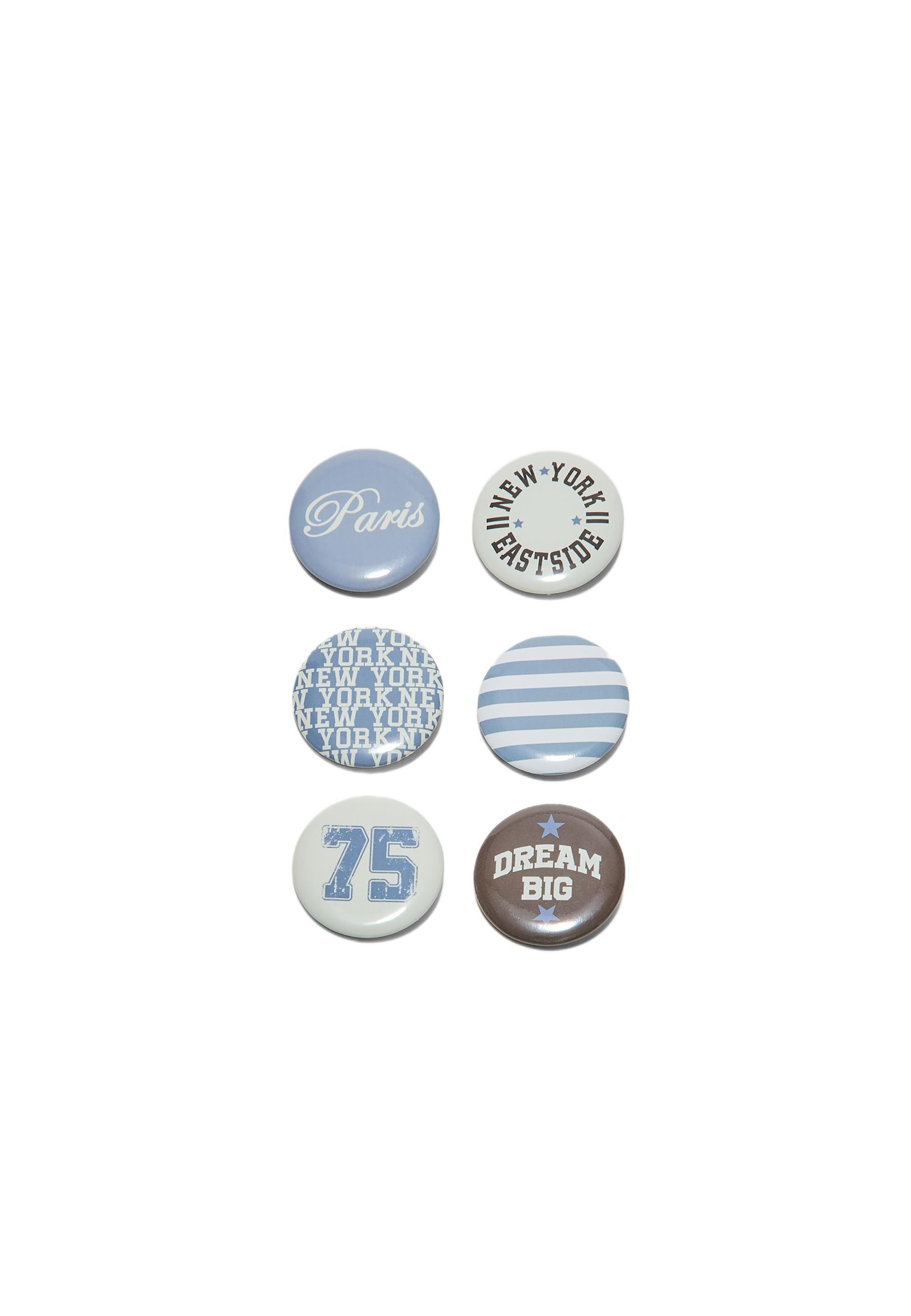 Set of 6 pins — Blue