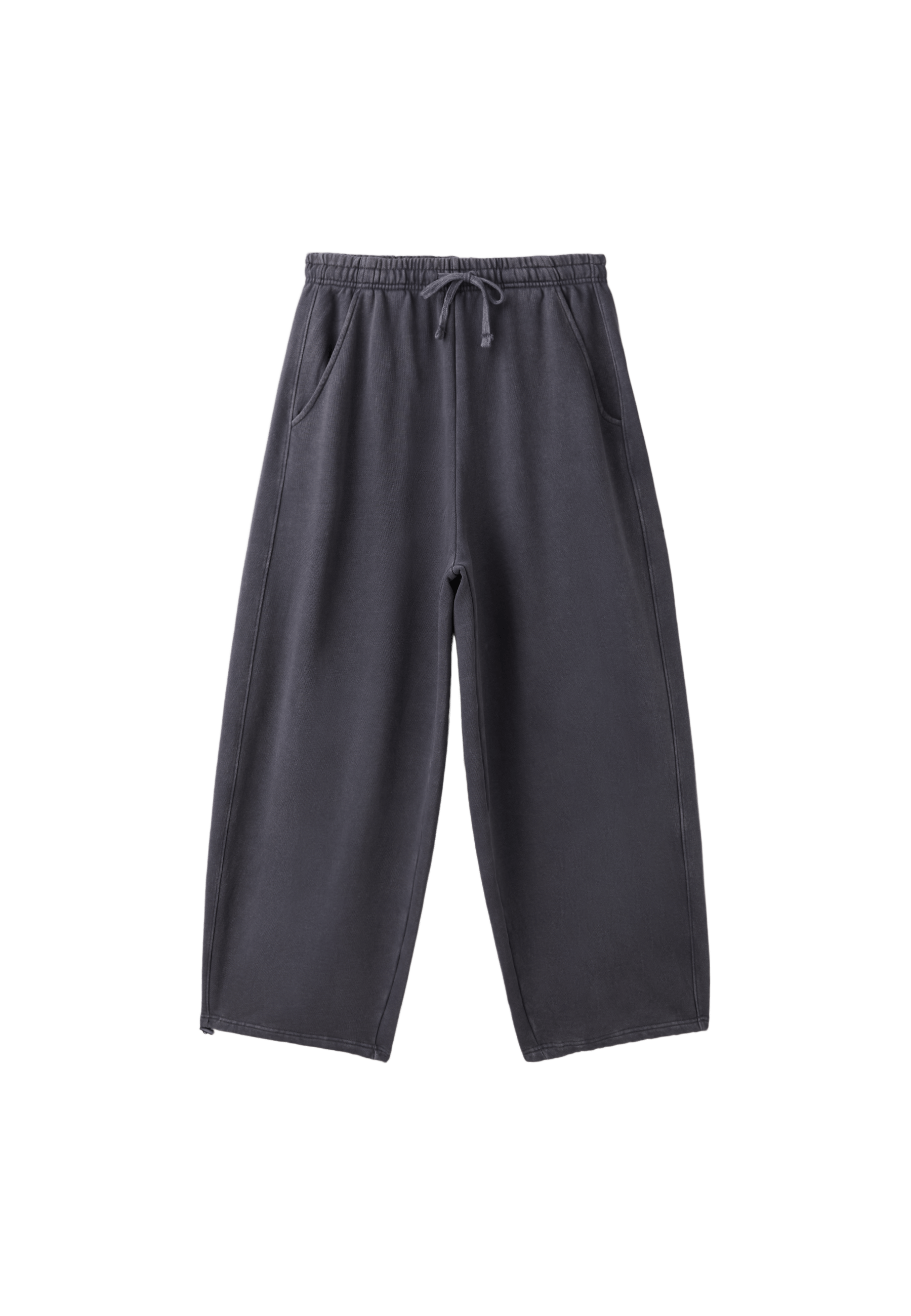Acid wash plush jogger trousers with toggles — Dark grey