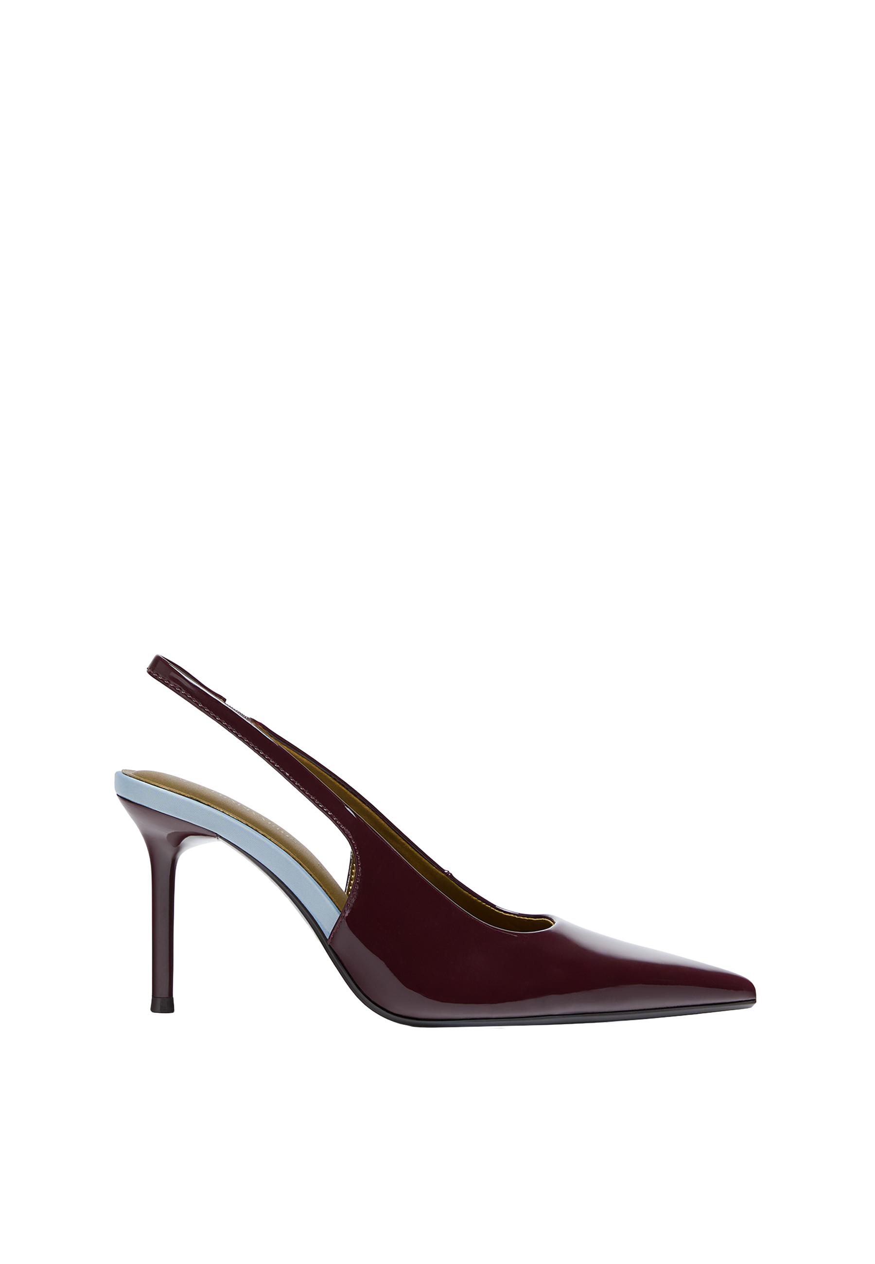 Tricolour slingback court shoes — BURGUNDY