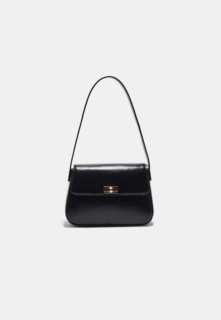 Stradivarius Shoulder bag with flap  Black OS (STRADIVARIUS)