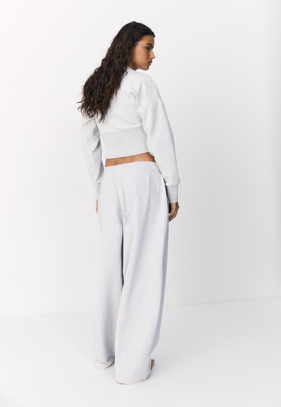 Stradivarius Balloon Jogger Trousers With Darts Grey Melange L