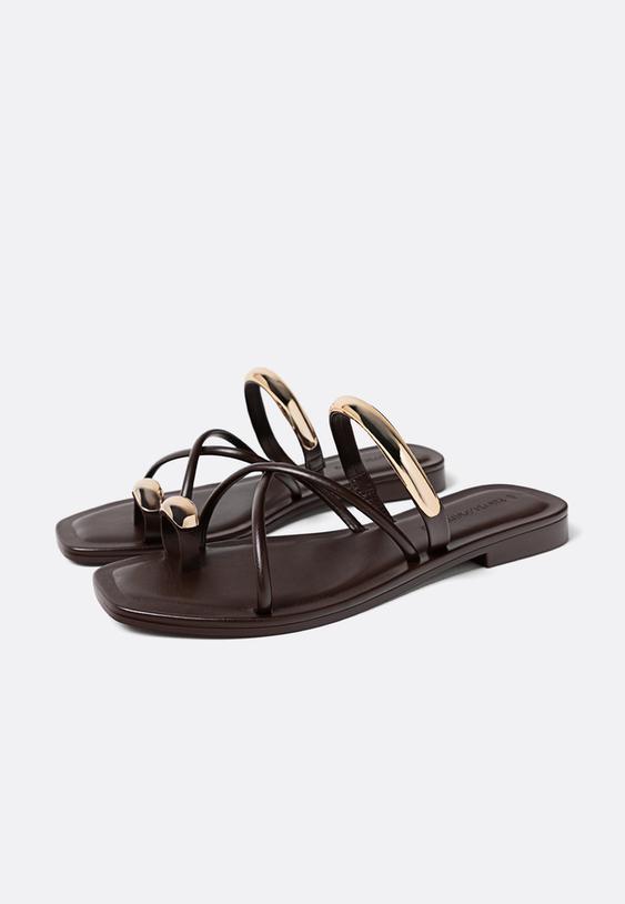 flat sandals with metal detail