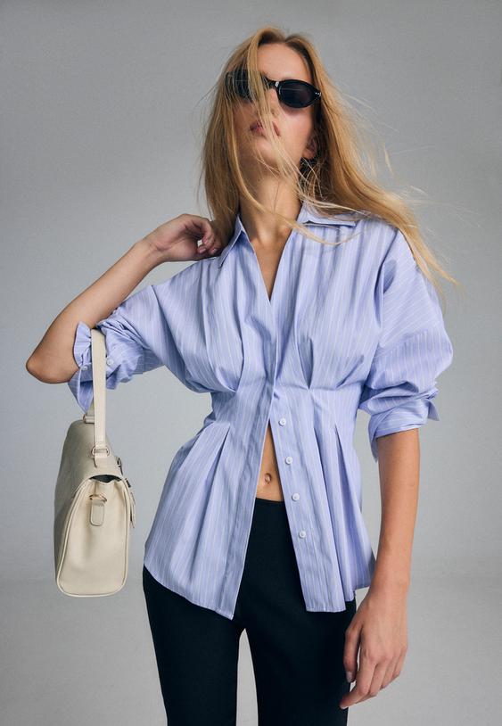 chemise en popeline a plis