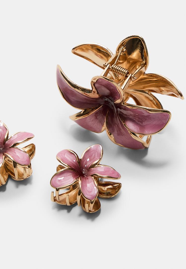 set 3 pinzas flor